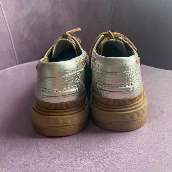 Timberland Silver and Tan Boat Shoes with Moccasin Toe - Picture 3 of 6